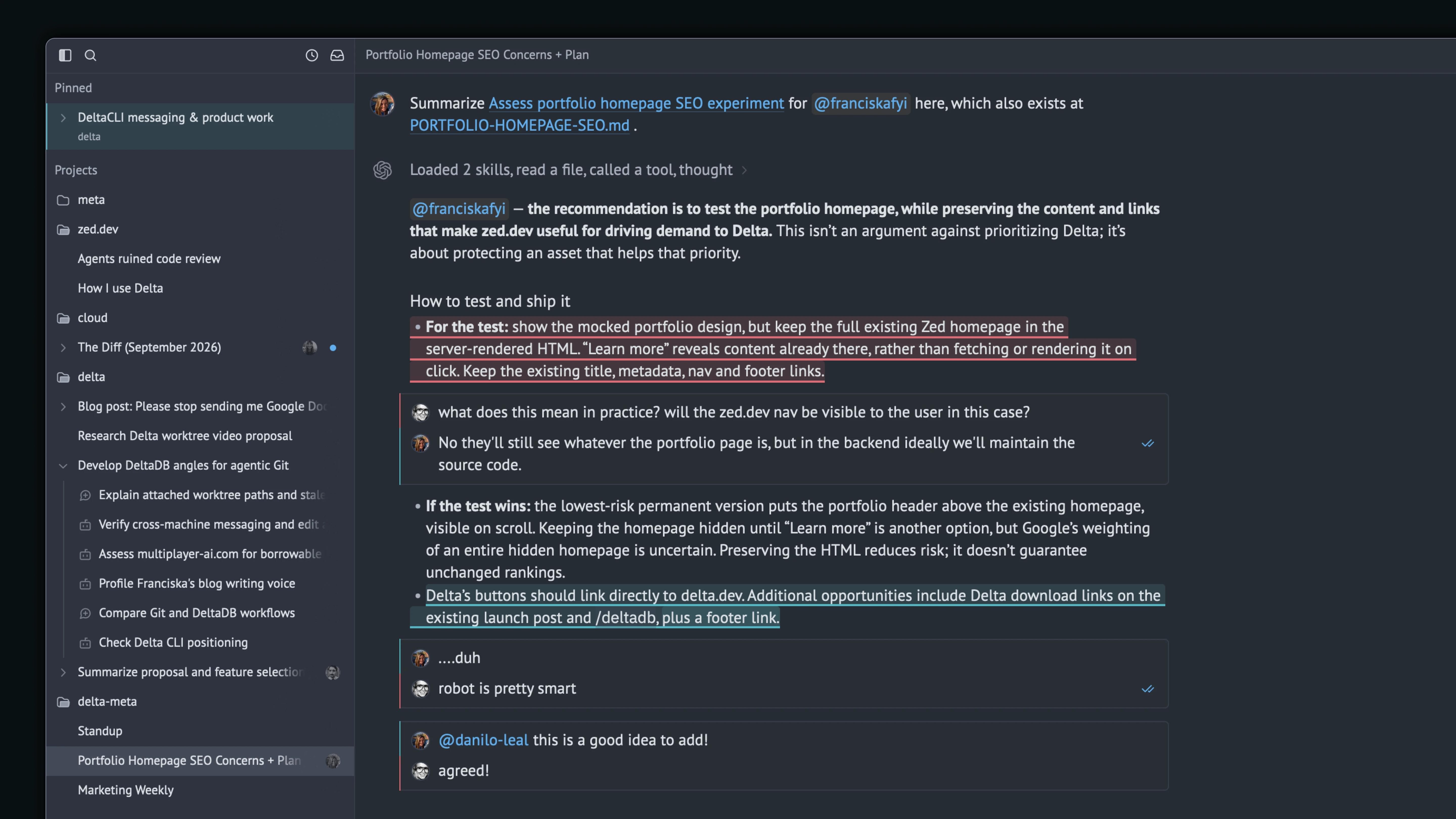 My teammates and I commenting on a draft, then sending it to the agent.
