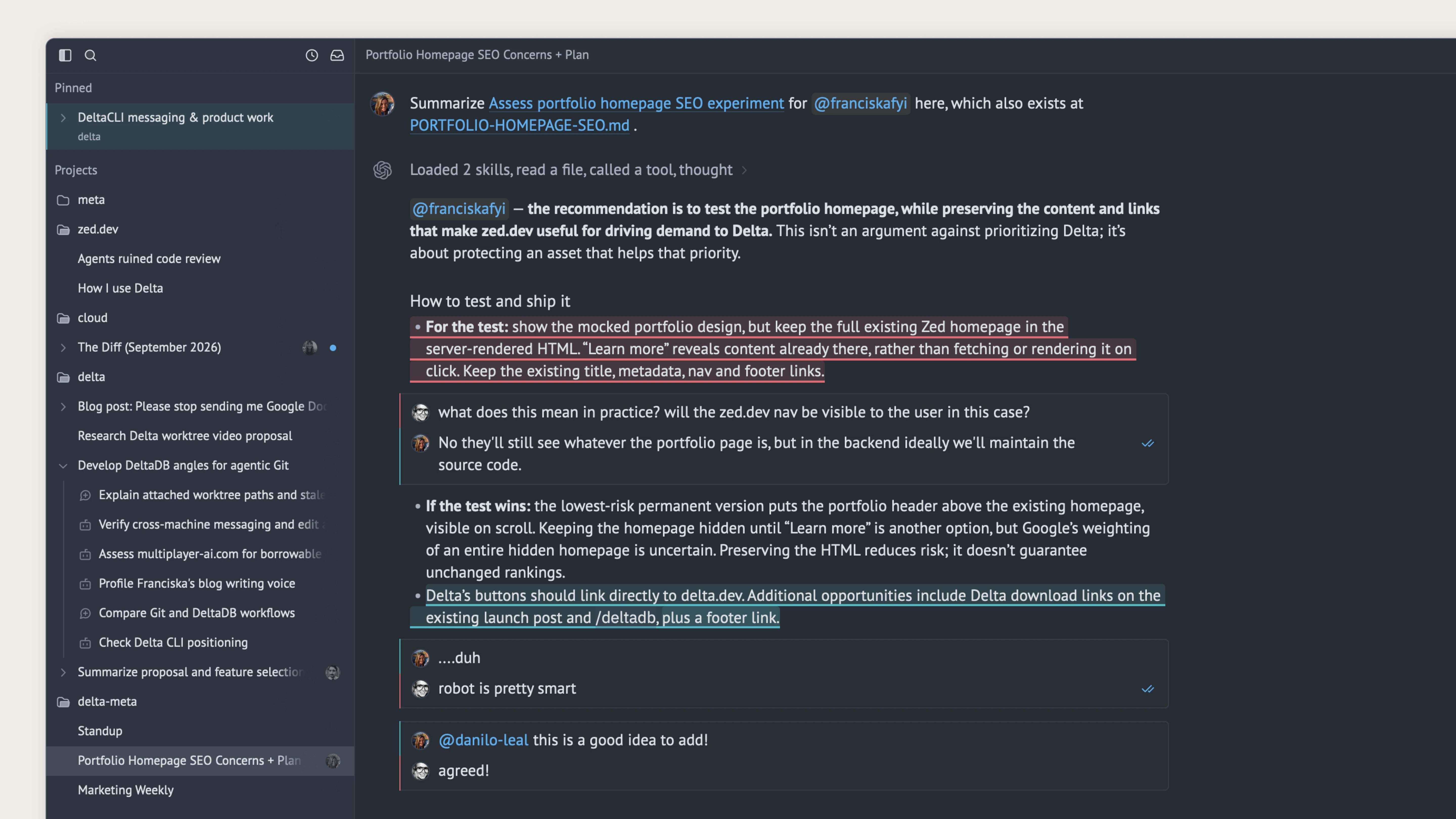 My teammates and I commenting on a draft, then sending it to the agent.