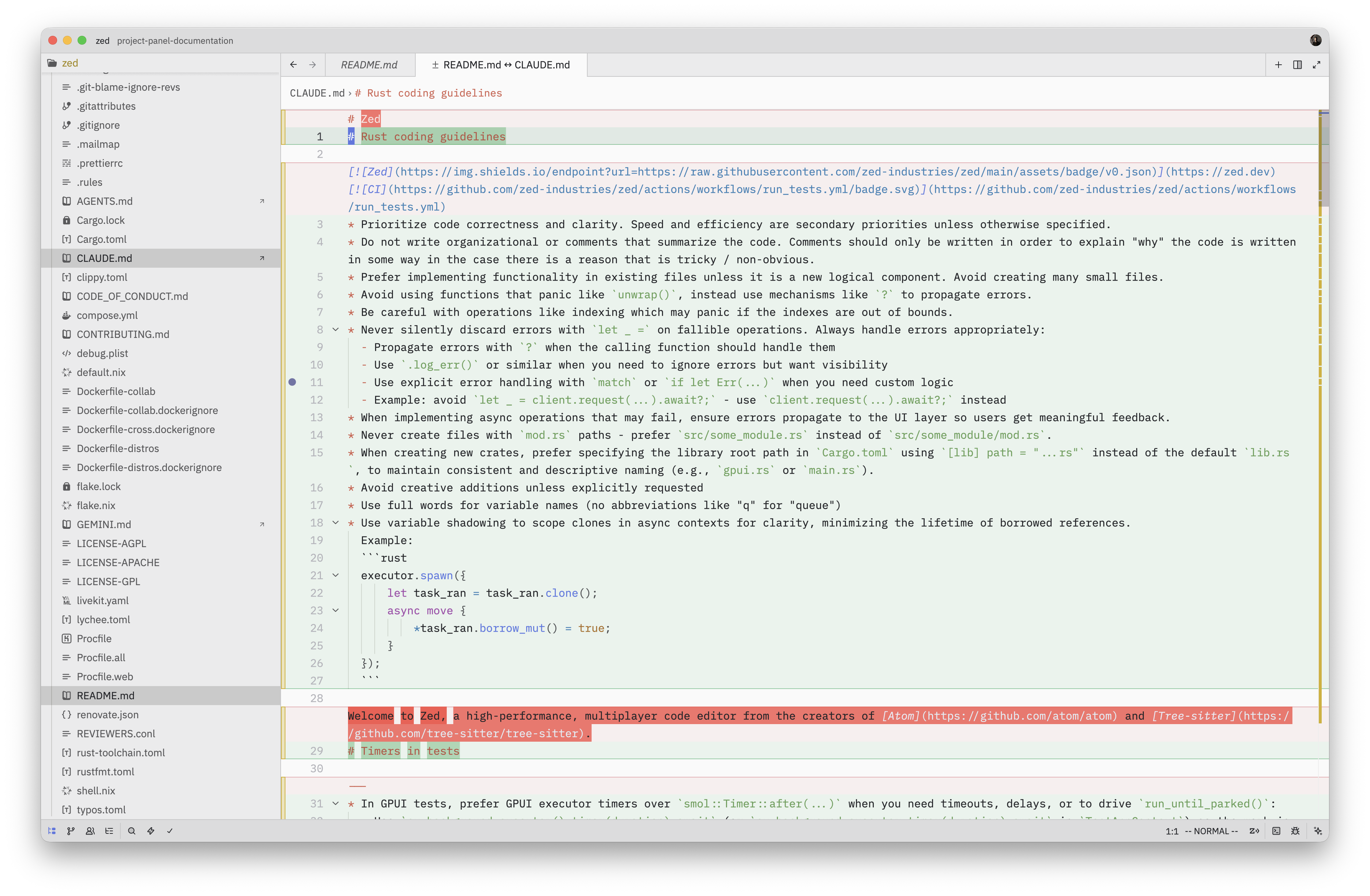Project Panel: Compare Marked Files